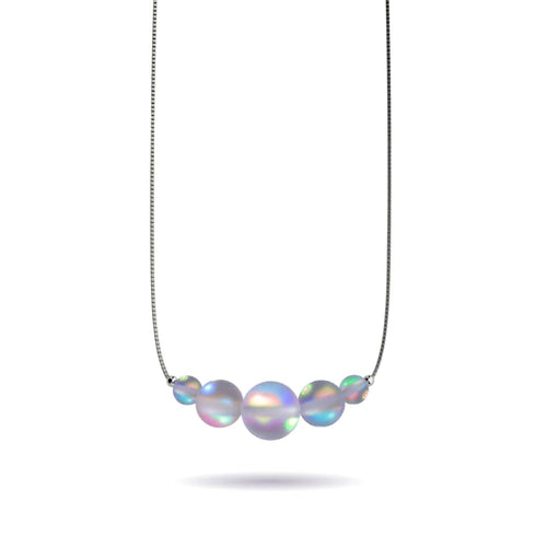 Grey | .925 Sterling Silver | Mermaid Glass Infinity Clasp Necklace